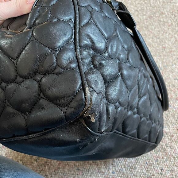 Betsey Johnson Quilted Heart Satchel Faux Leather Top Handle Purse - Picture 12 of 16